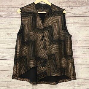 IC by ConnieK Black Gold Asymmetrical Art to Wear Top Large